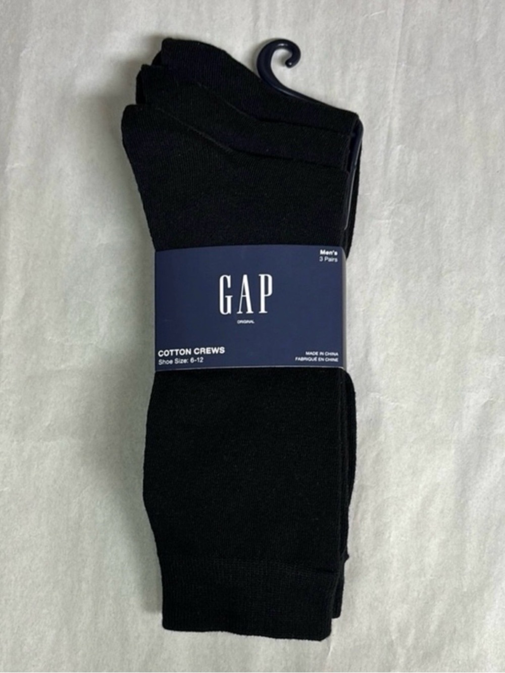 New Gap Socks Men’s 3 Pair Black Cotton Crews Business Casual Dress Preppy Socks